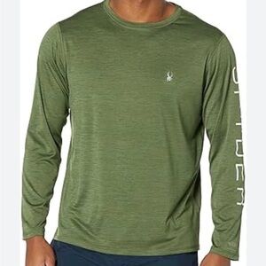 Spyder Men's Olive Long Sleeve Rash Guard SPF Protection Tee- Swim Surf Sun